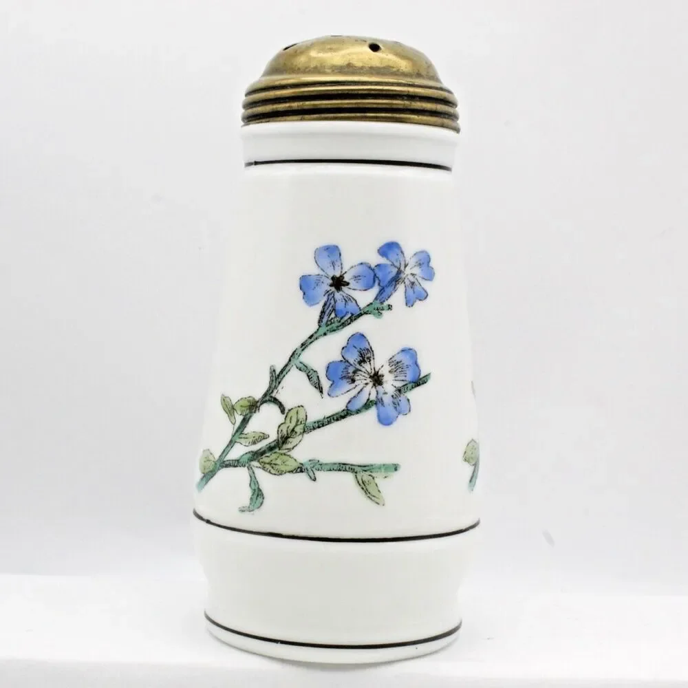 Challinor Taylor Glass Sugar Shaker Muffineer Painted Opalware Florals  Antique